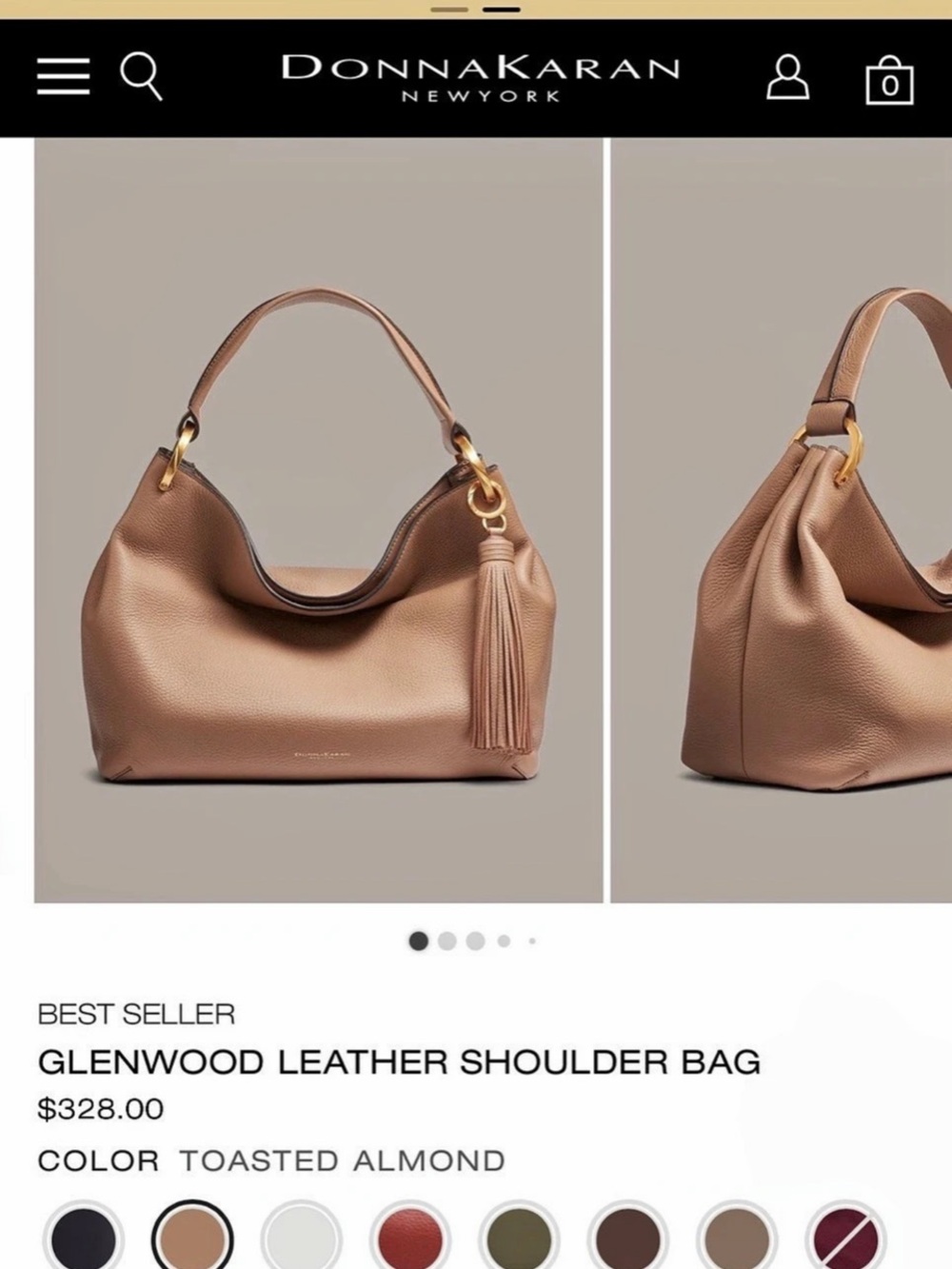 Donna Karan Glenwood Leather Shoulder Bag - Brown NWT and Dust Bag